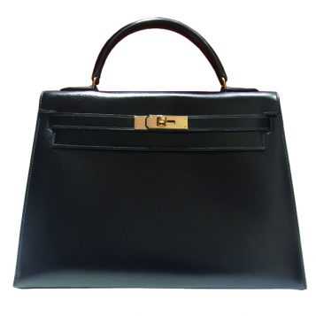 エルメス ケリー32 ボックスカーフ×ノワール 外縫い